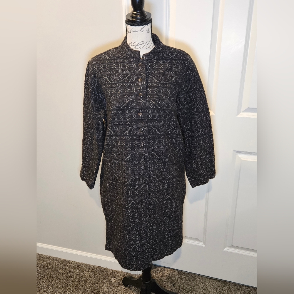 VTG! Chico's DESIGN Gray Long Sleeve Mandarin Collar Coat SZ Large